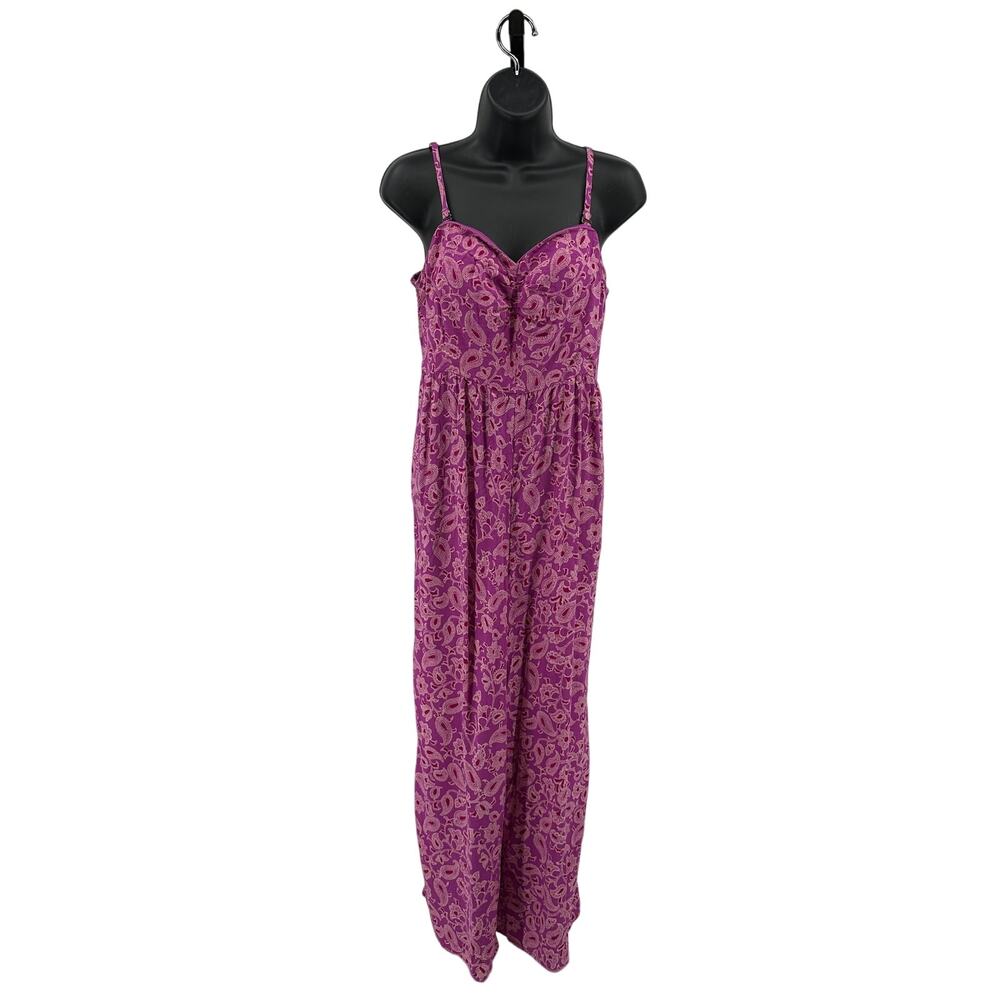 Knox Rose Jumpsuit WMNS M Pink/Purple Floral Paisley Wide Leg Spaghetti Straps